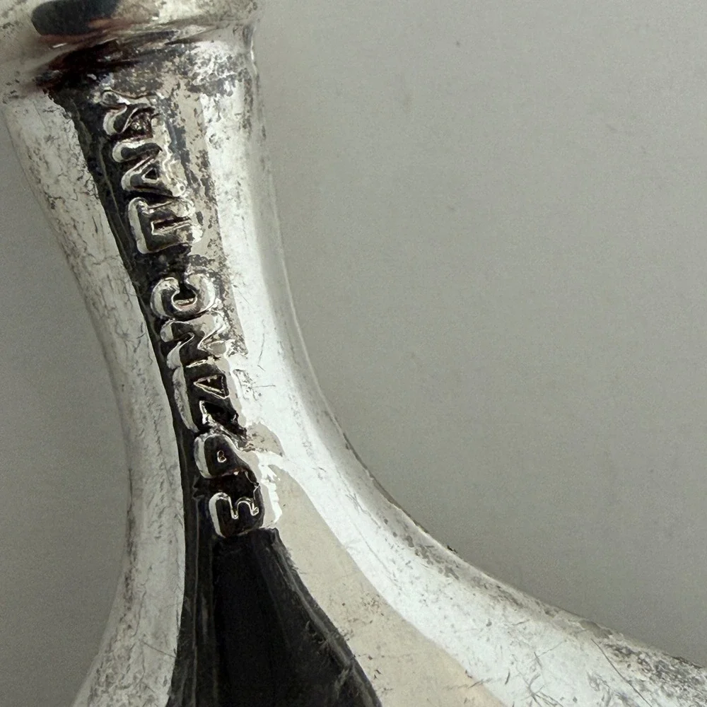 Vintage Italian Silverplate Serving Spoon Twisted Handle EP Zinc Italy